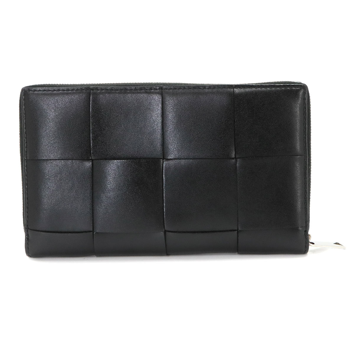 Intrecciato Cassette Zipped Around Wallet Leather Black