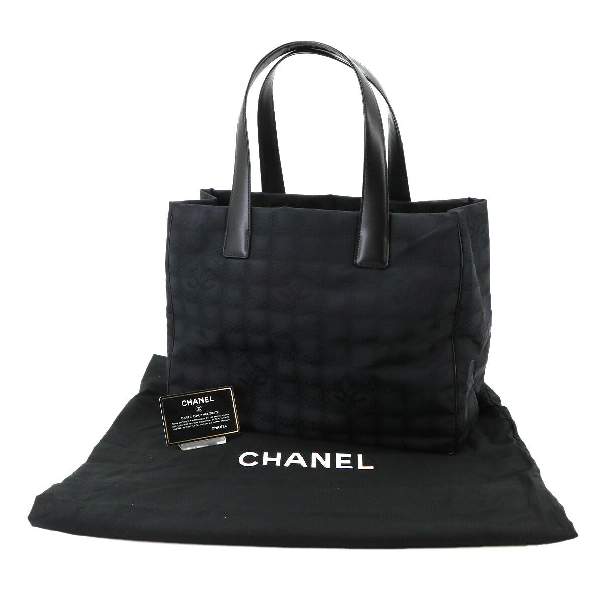 New Travel Line Tote MM Bag Nylon Jacquard Leather Black A15991