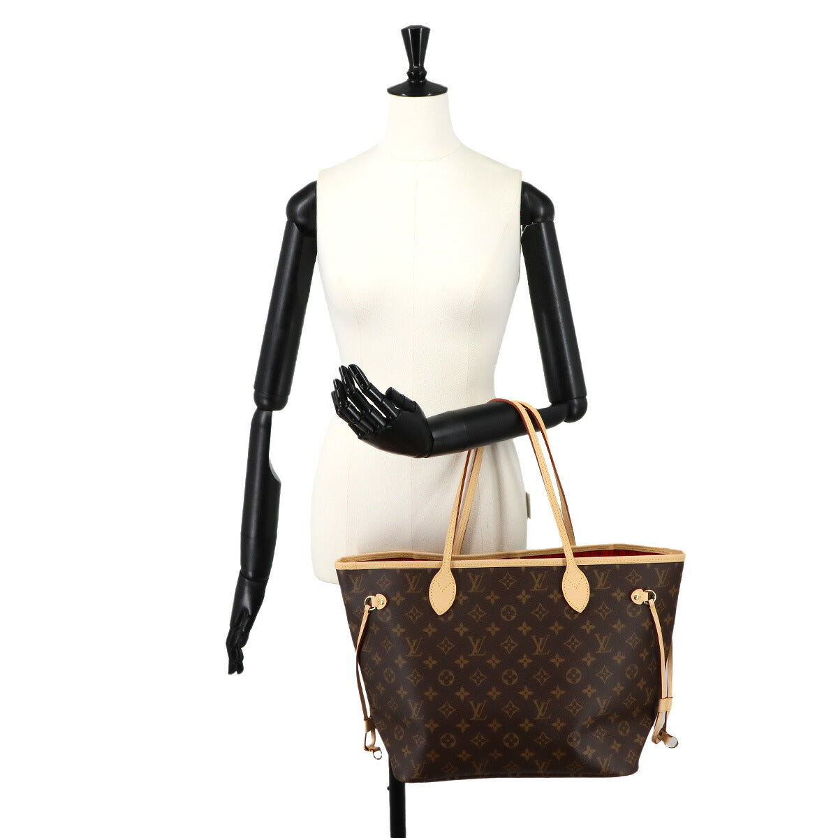 Monogram Neverfull MM Tote Bag Brown Cerise M46987