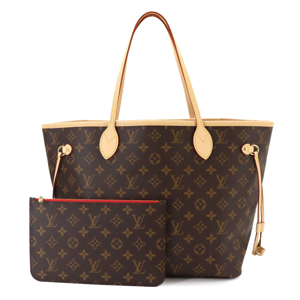 Monogram Neverfull MM Tote Bag Brown Cerise M46987