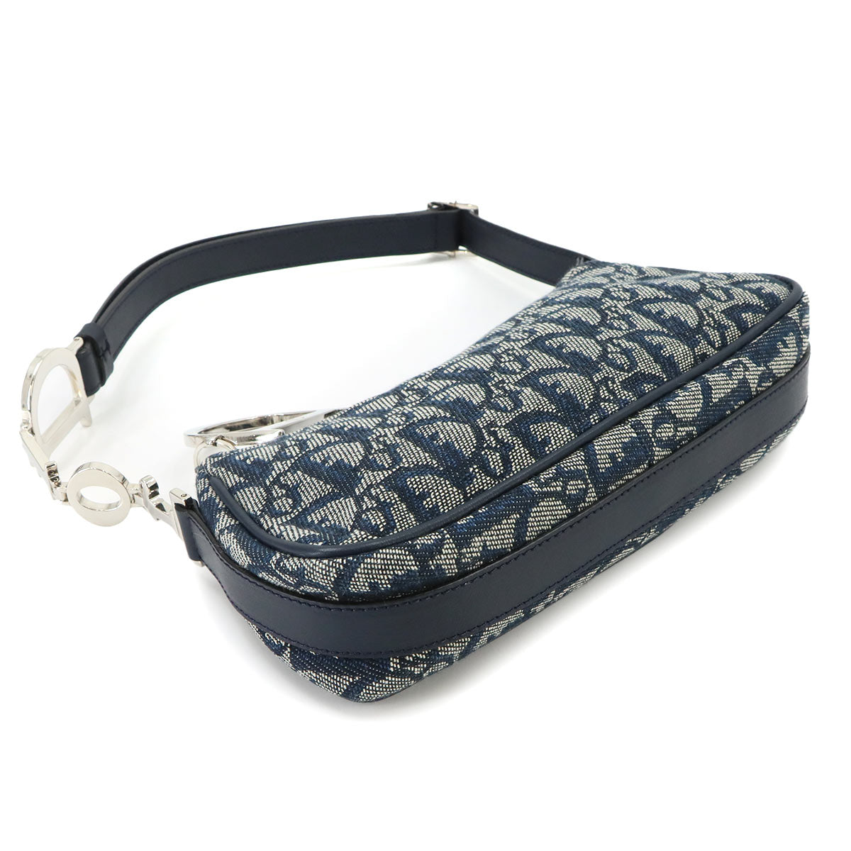 Trotter Shoulder Bag Canvas Leather Navy