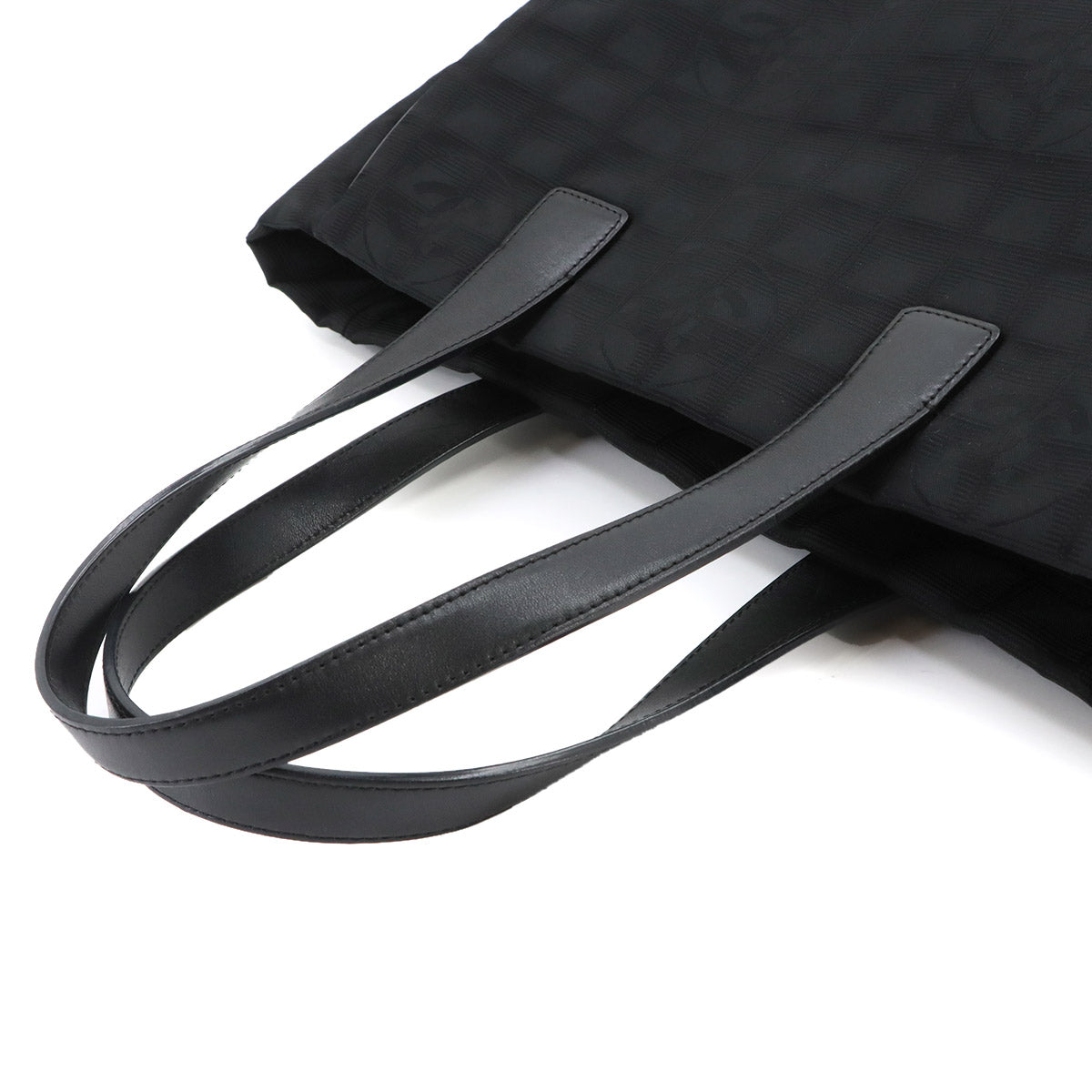 New Travel Line Tote MM Bag Nylon Jacquard Leather Black A15991