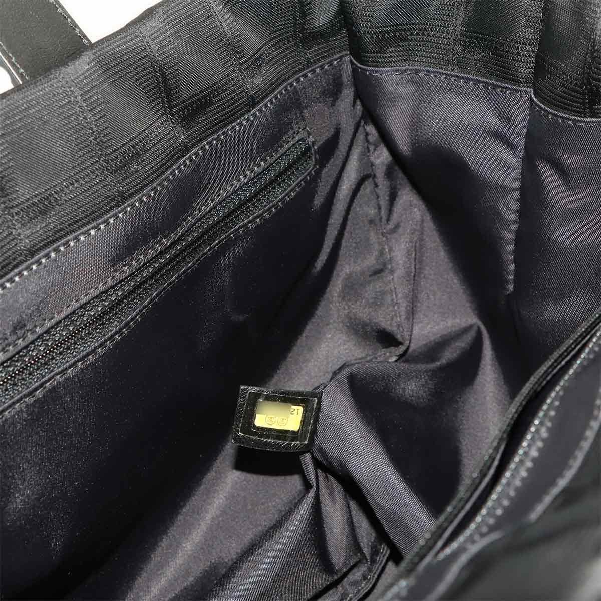 New Travel Line Tote MM Bag Nylon Jacquard Leather Black A15991