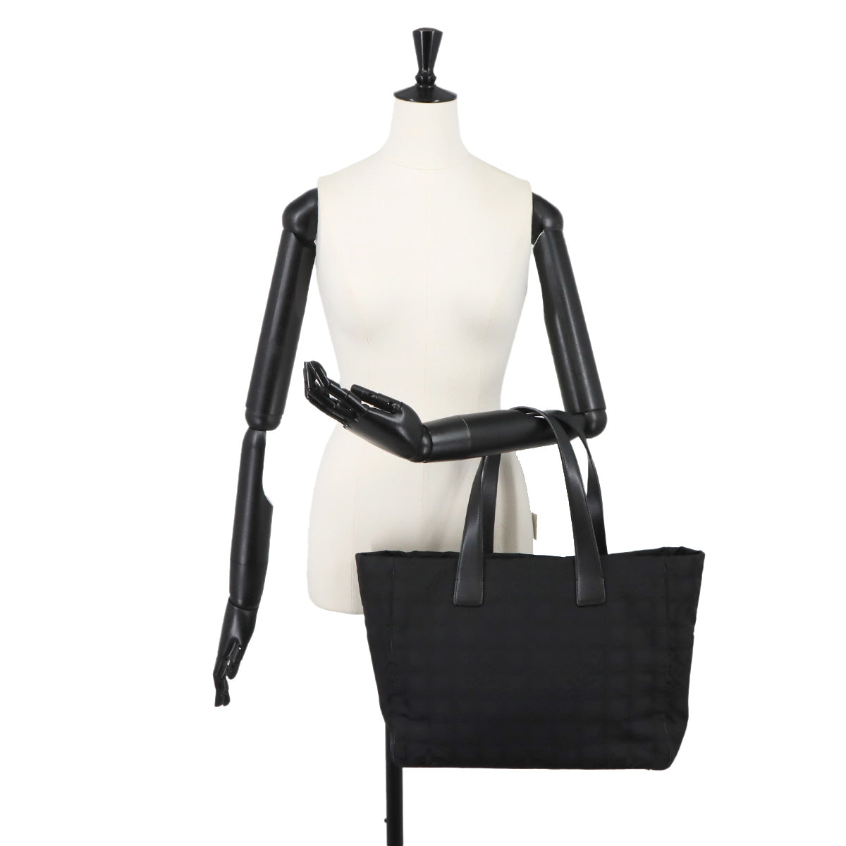 New Travel Line Tote MM Bag Nylon Jacquard Leather Black A15991