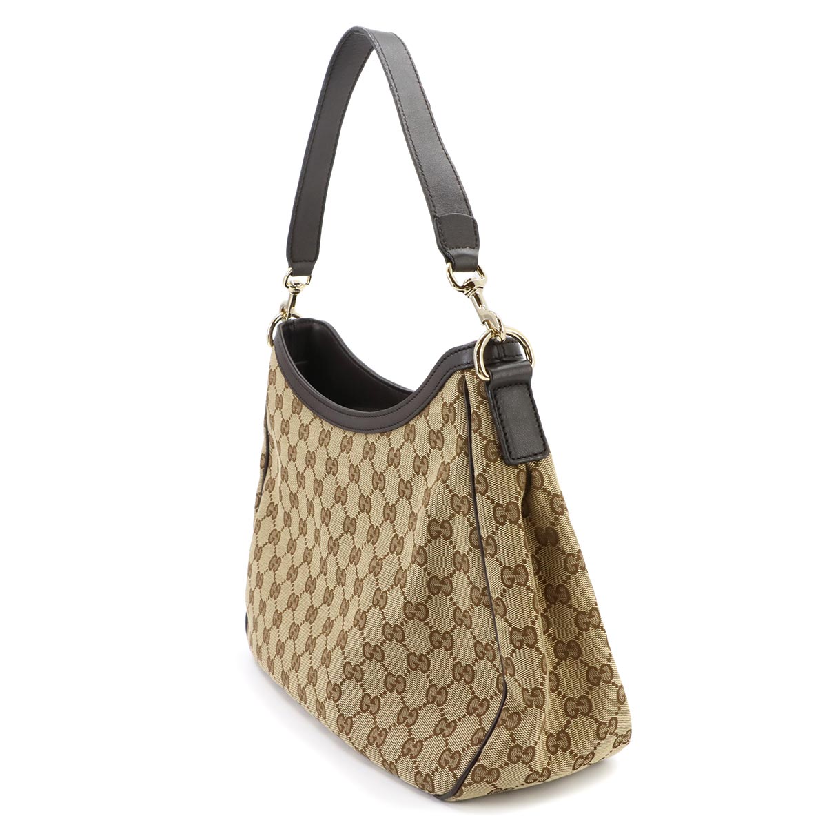 GG Canvas Shoulder Bag Leather Beige Brown 388921 Purse