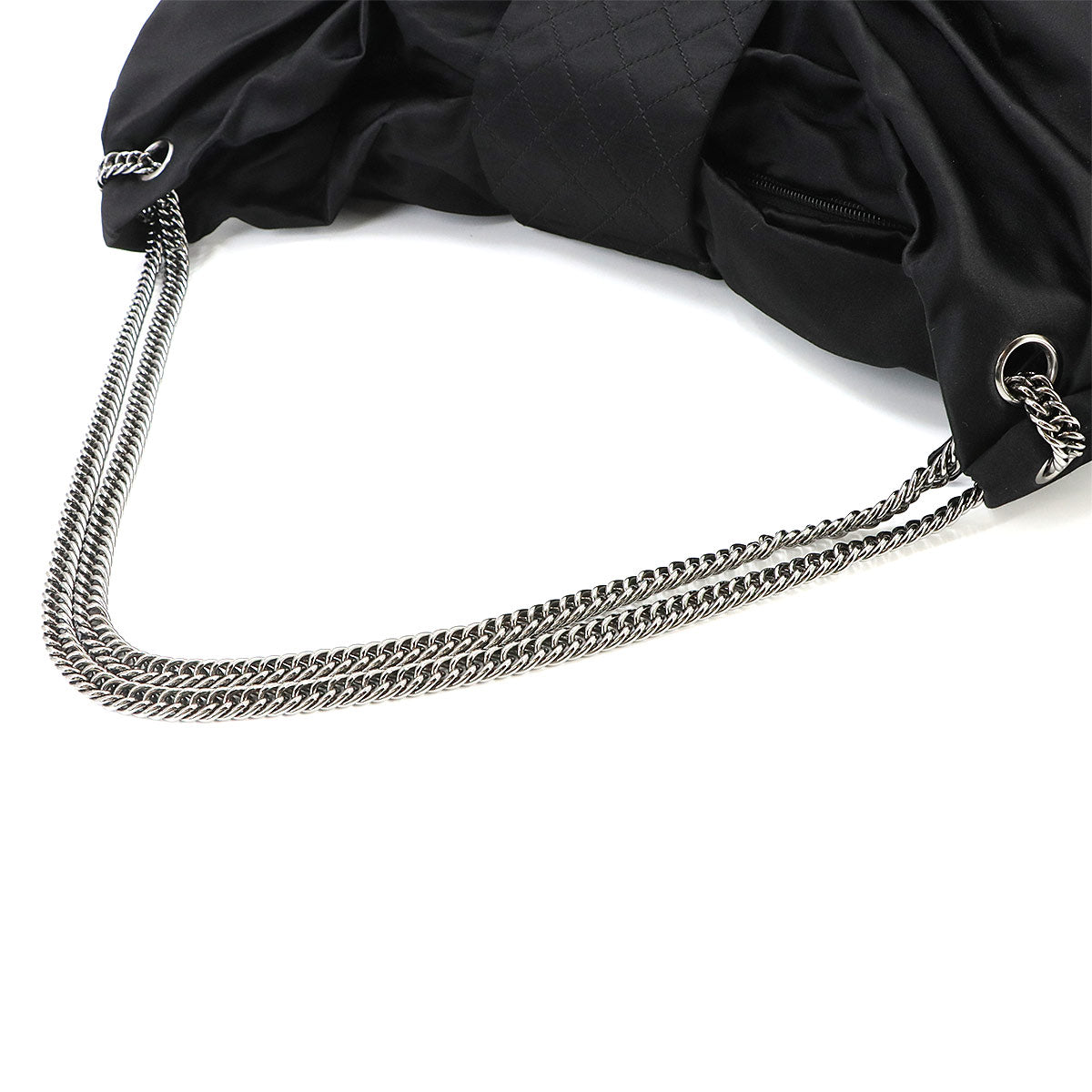 2.55 Ribbon Chain Shoulder Bag Satin Black Purse