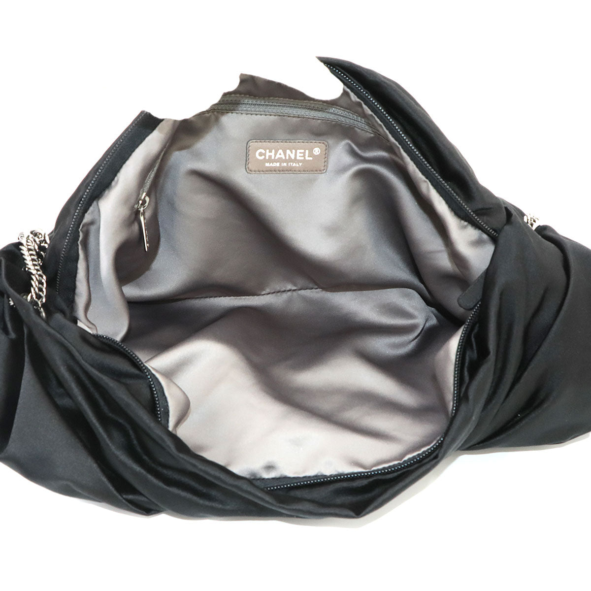 2.55 Ribbon Chain Shoulder Bag Satin Black Purse