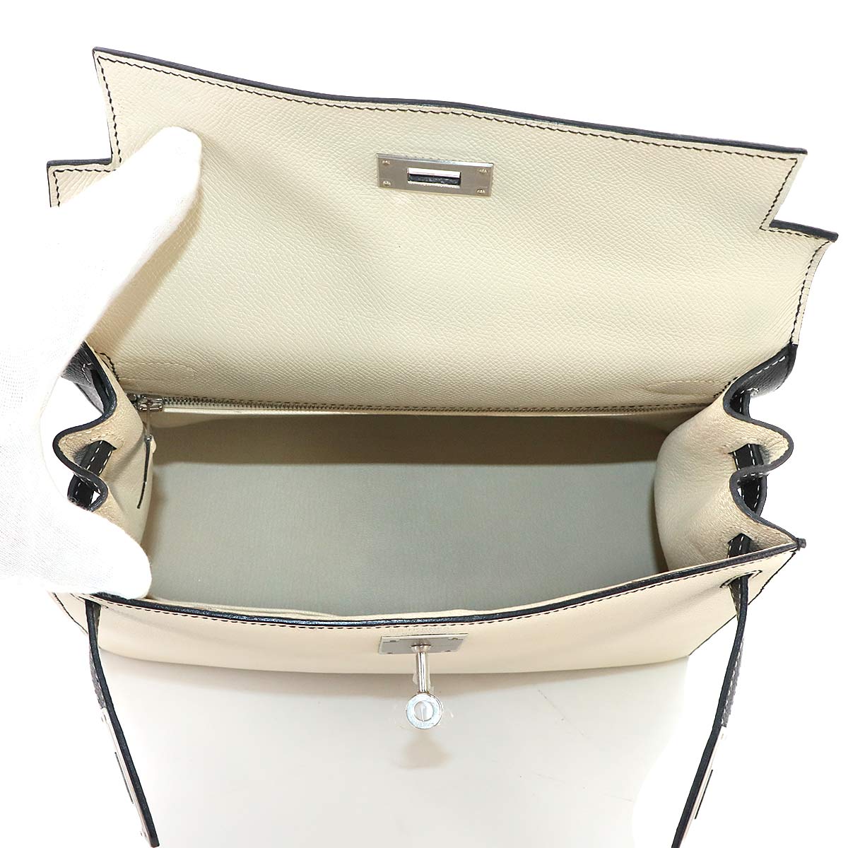 Kelly 28 SPO Hand Shoulder Bag Veau Epsom Black Craie