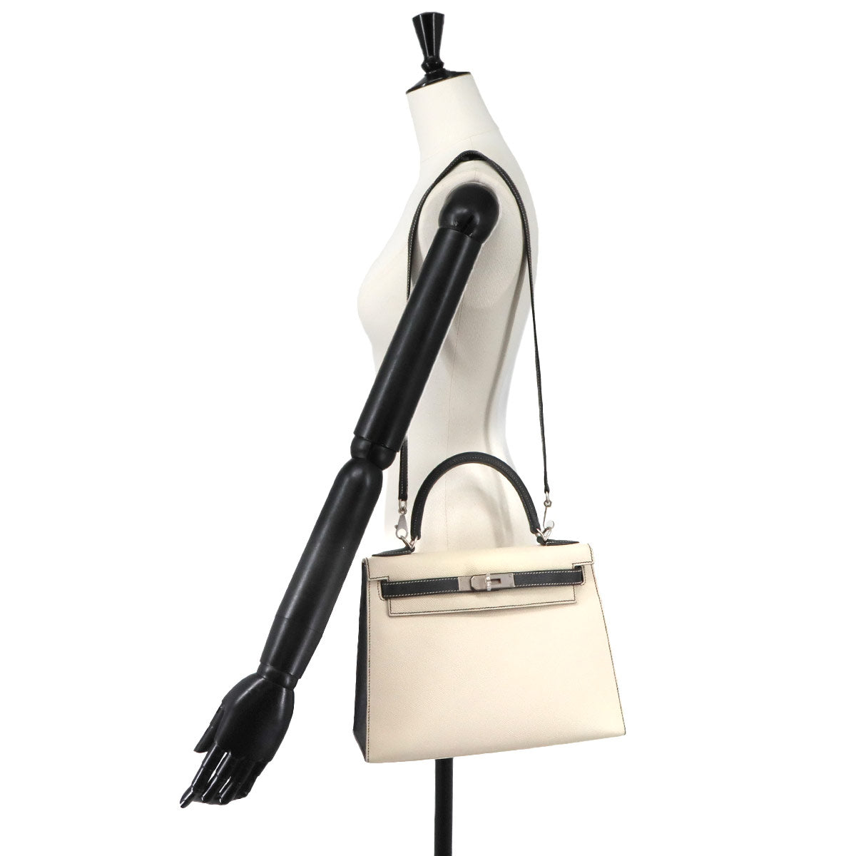Kelly 28 SPO Hand Shoulder Bag Veau Epsom Black Craie
