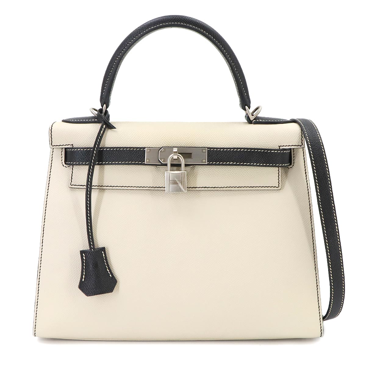 Kelly 28 SPO Hand Shoulder Bag Veau Epsom Black Craie