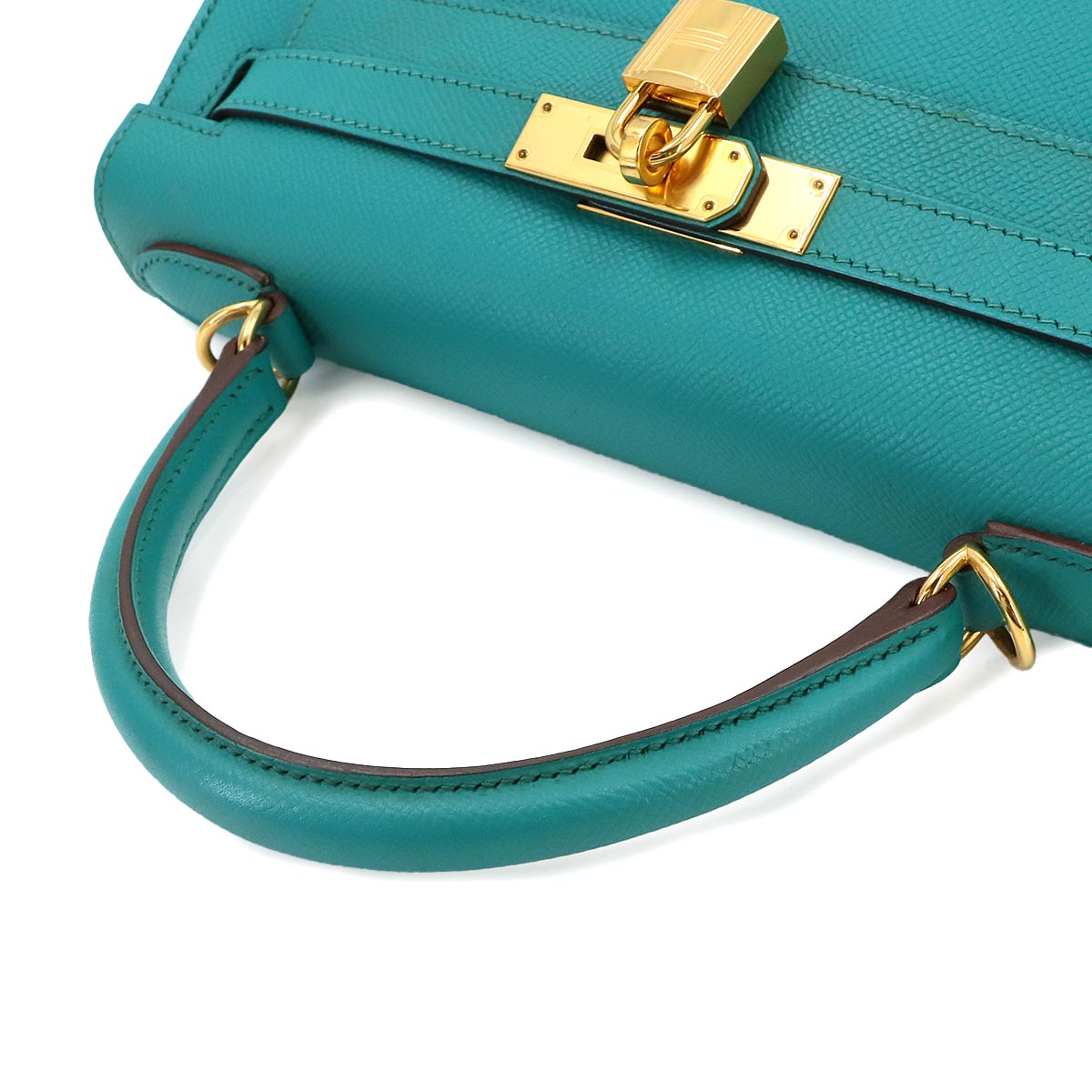 Kelly 28 2way Hand Shoulder Bag Epsom Bleu Paon