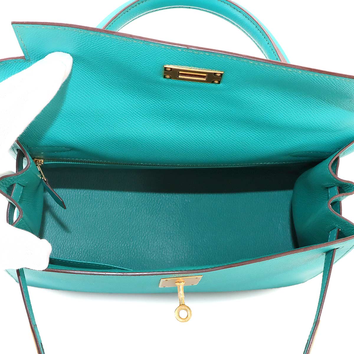 Kelly 28 2way Hand Shoulder Bag Epsom Bleu Paon