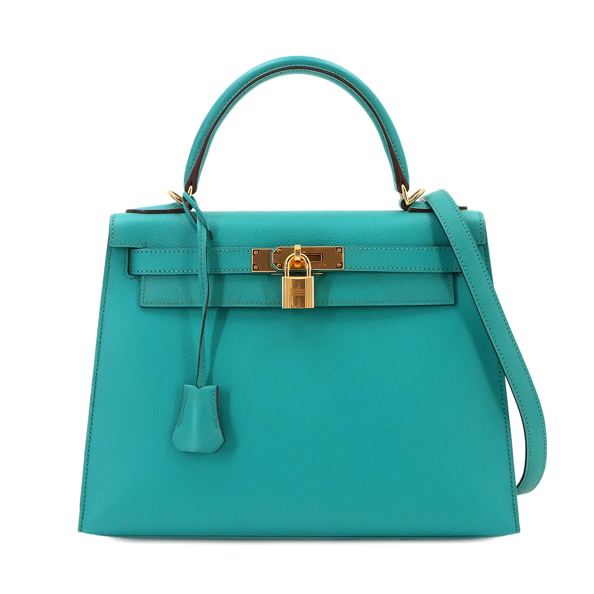 Kelly 28 2way Hand Shoulder Bag Epsom Bleu Paon