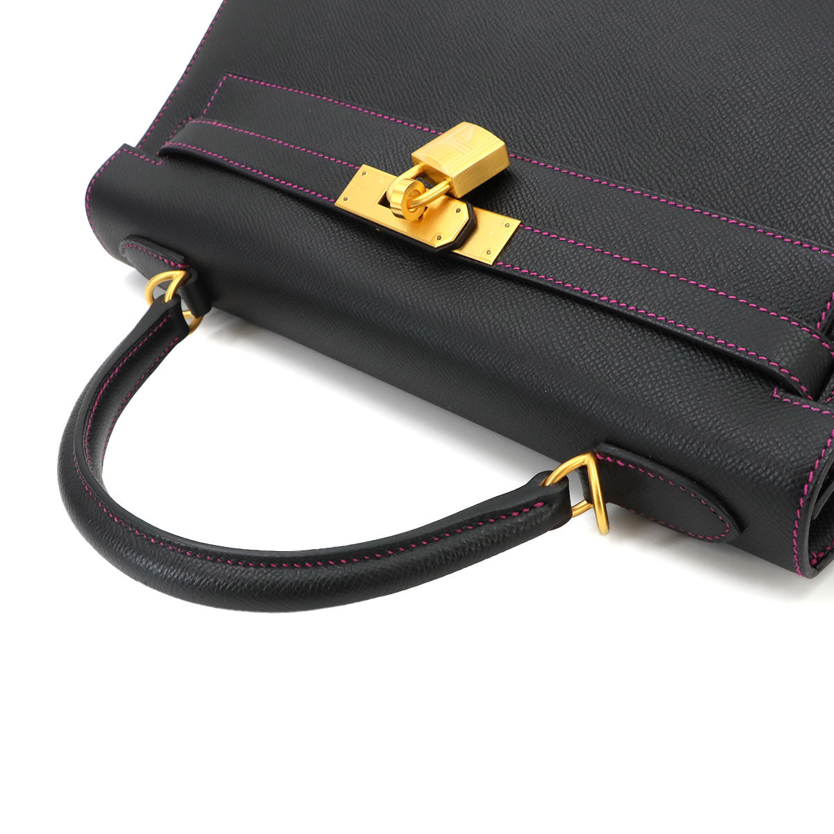 Kelly 32 Hand Shoulder Bag Veau Epsom Black Rose Mexico