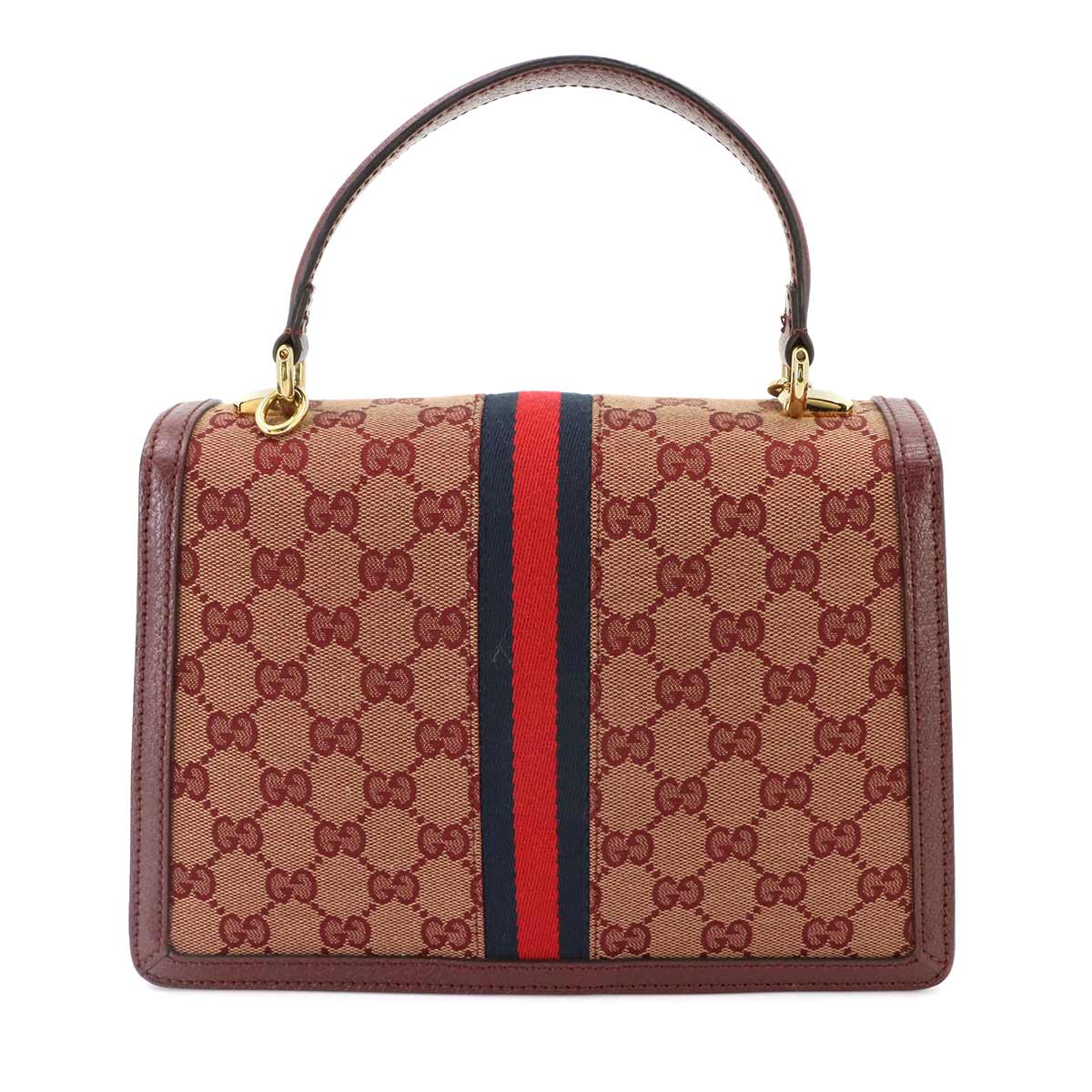 Ophidia Medium Top Handle Hand Shoulder Bag GG Canvas Red 651055