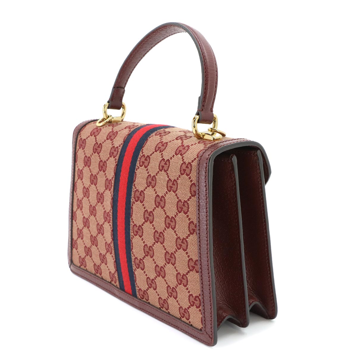 Ophidia Medium Top Handle Hand Shoulder Bag GG Canvas Red 651055