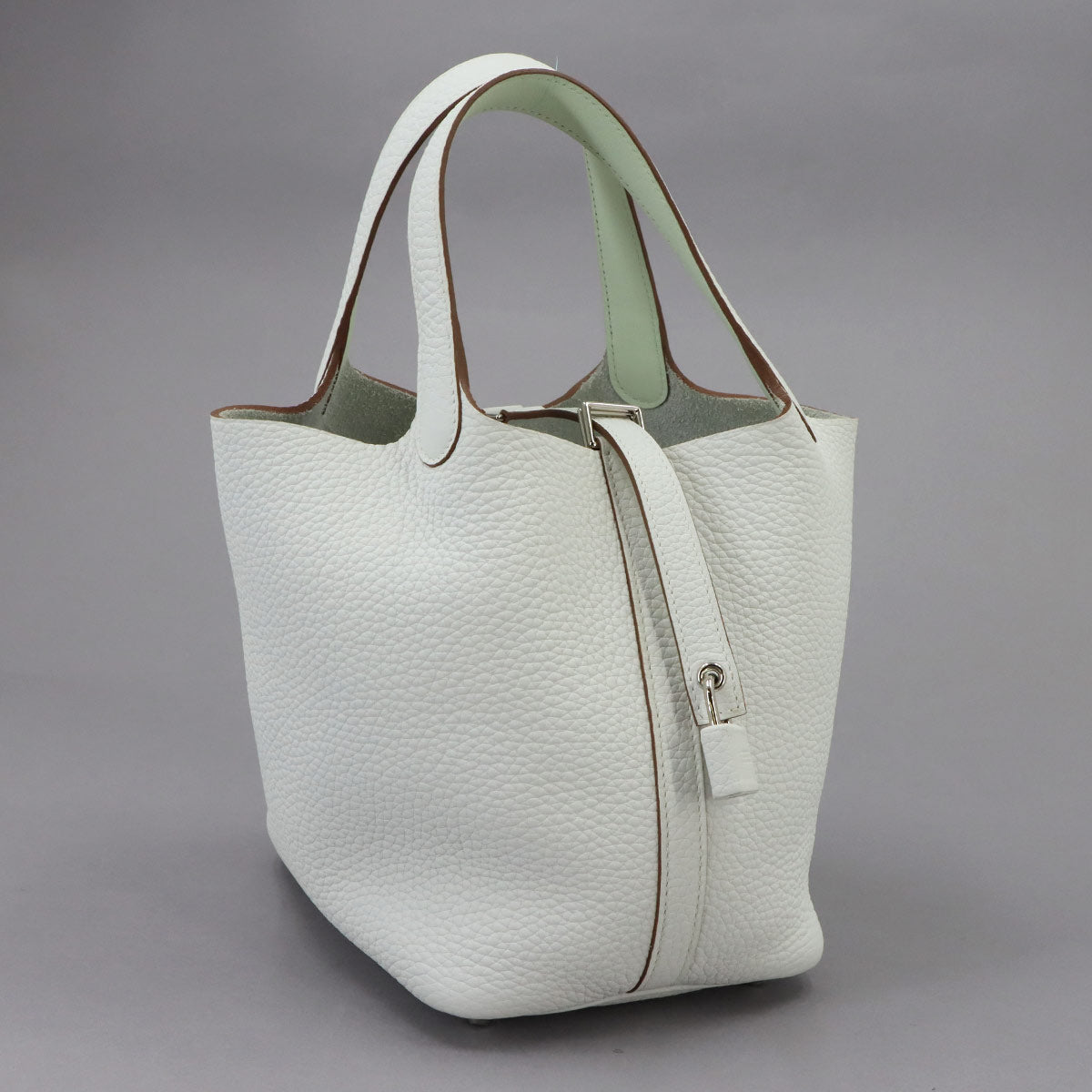 Picotin Lock PM Eclat Hand Bag Taurillon Clemence New White