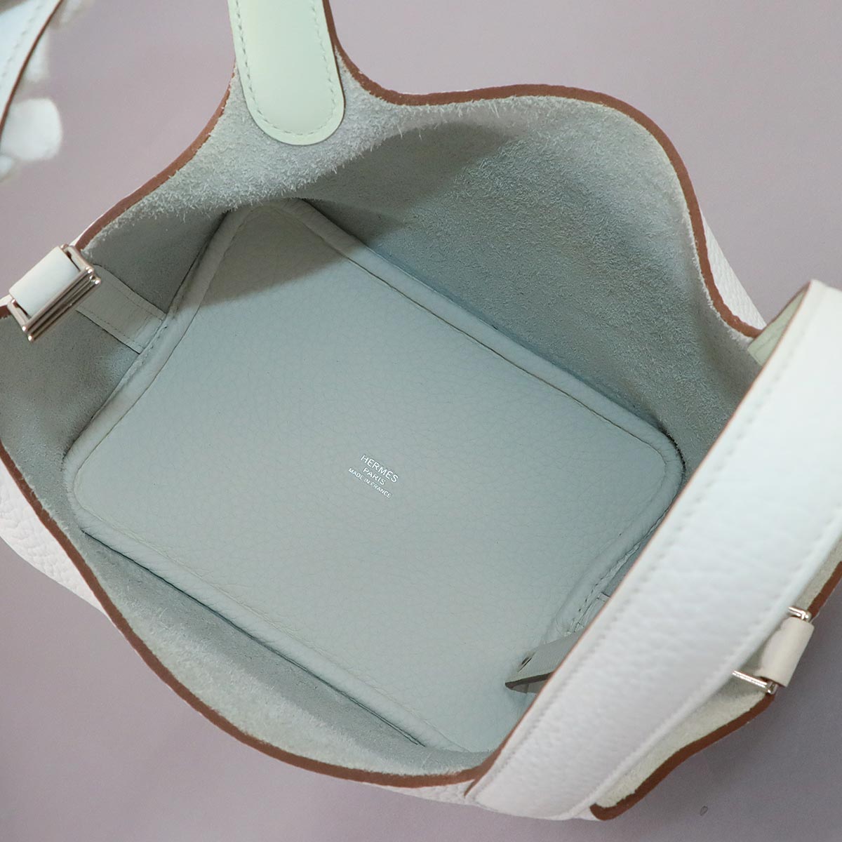 Picotin Lock PM Eclat Hand Bag Taurillon Clemence New White
