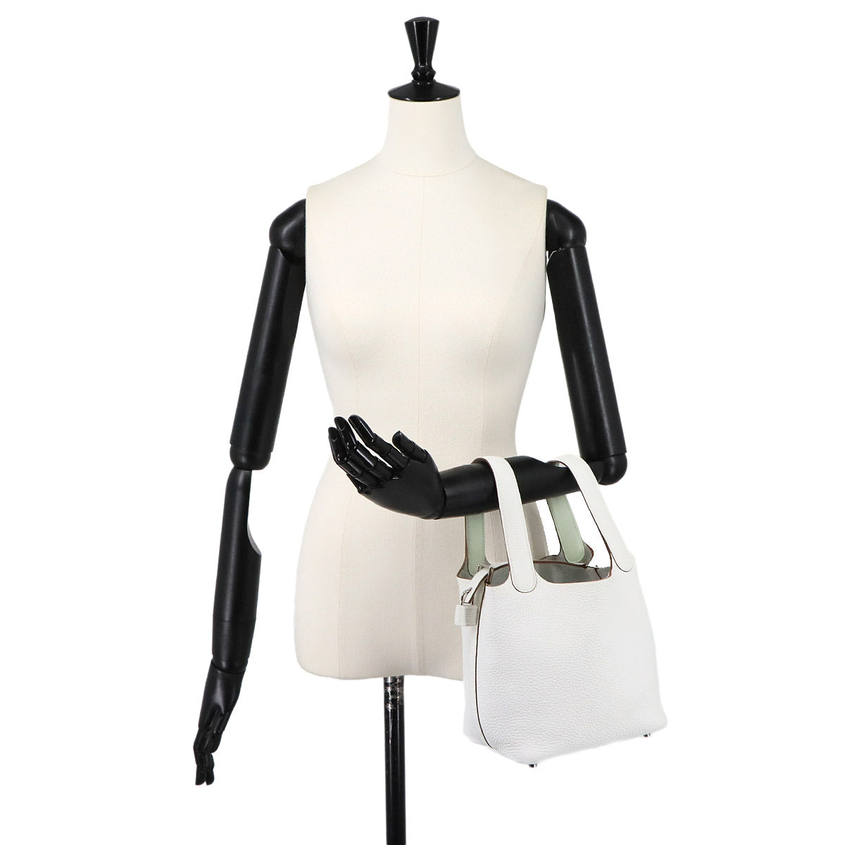 Picotin Lock PM Eclat Hand Bag Taurillon Clemence New White