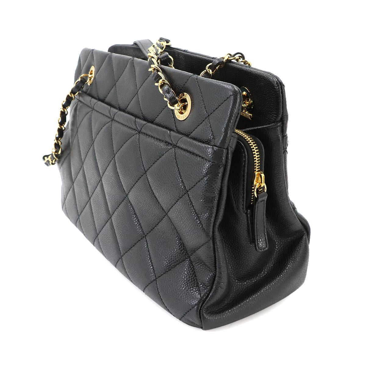 Matelasse Chain Tote Bag Leather Black A67294 Purse