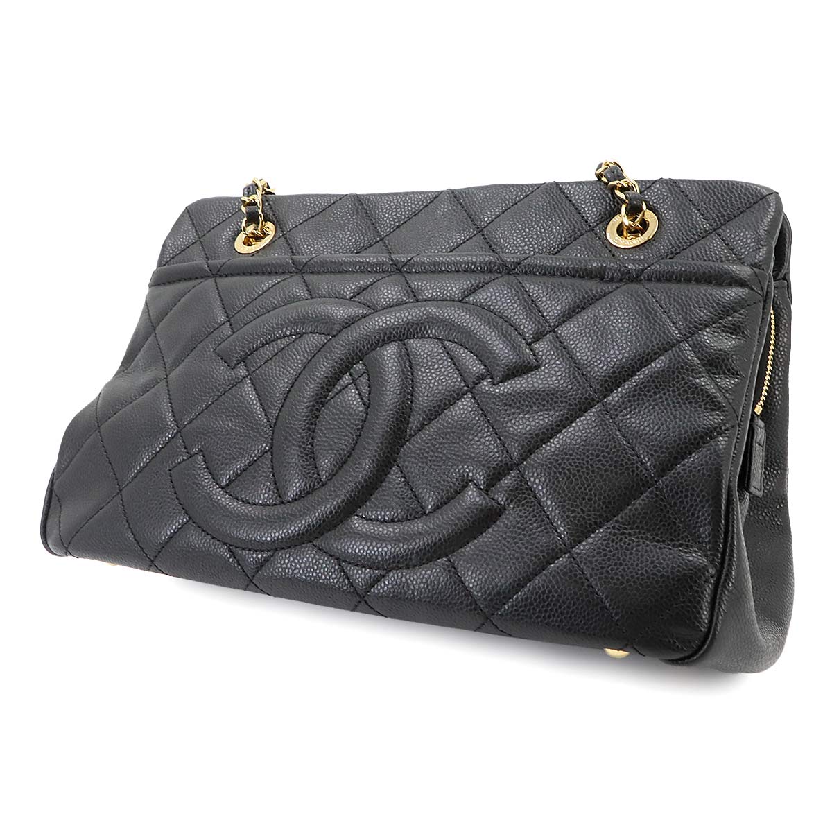 Matelasse Chain Tote Bag Leather Black A67294 Purse