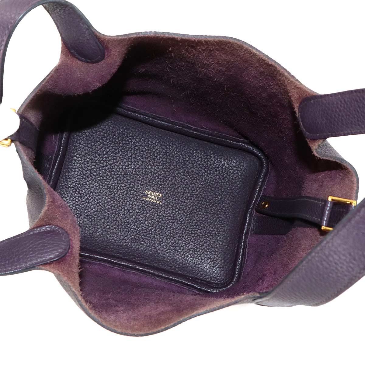Picotin Lock PM Hand Bag Taurillon Clemence Raisin Purse