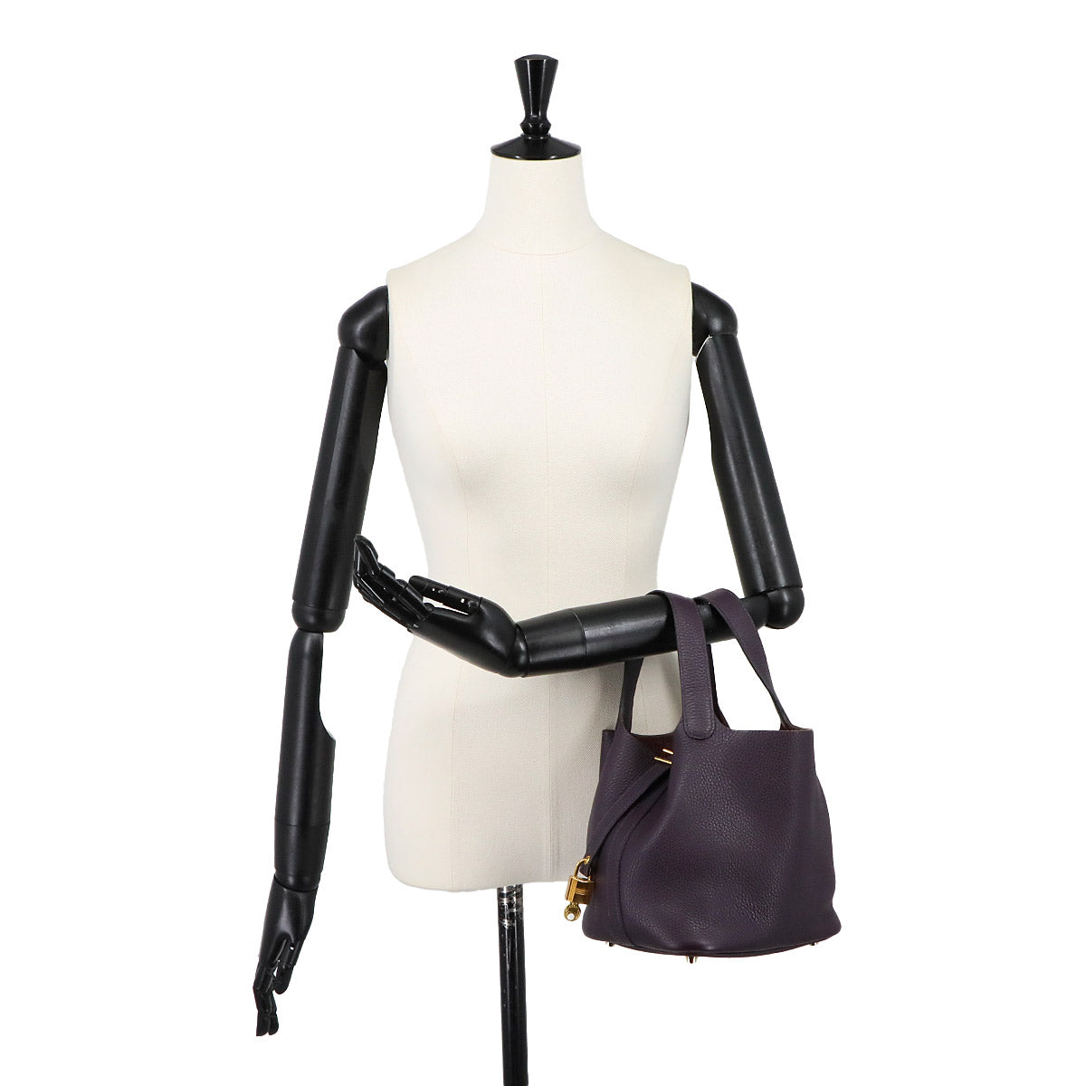 Picotin Lock PM Hand Bag Taurillon Clemence Raisin Purse