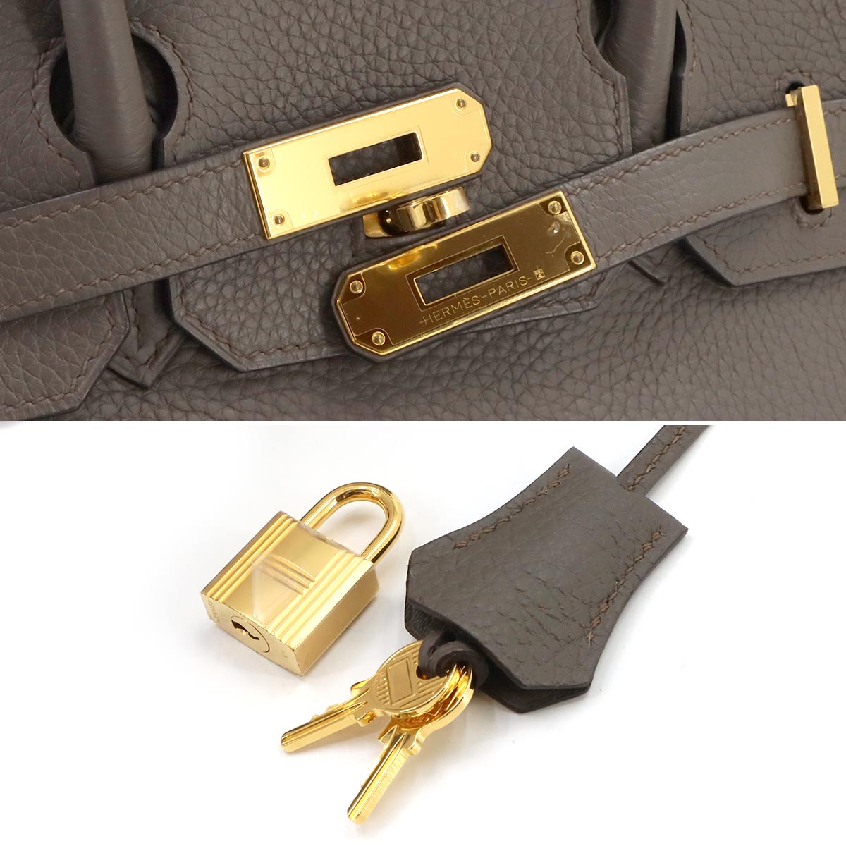 Birkin 30 Taurillon Clemence Etain Hand Bag Grey Purse