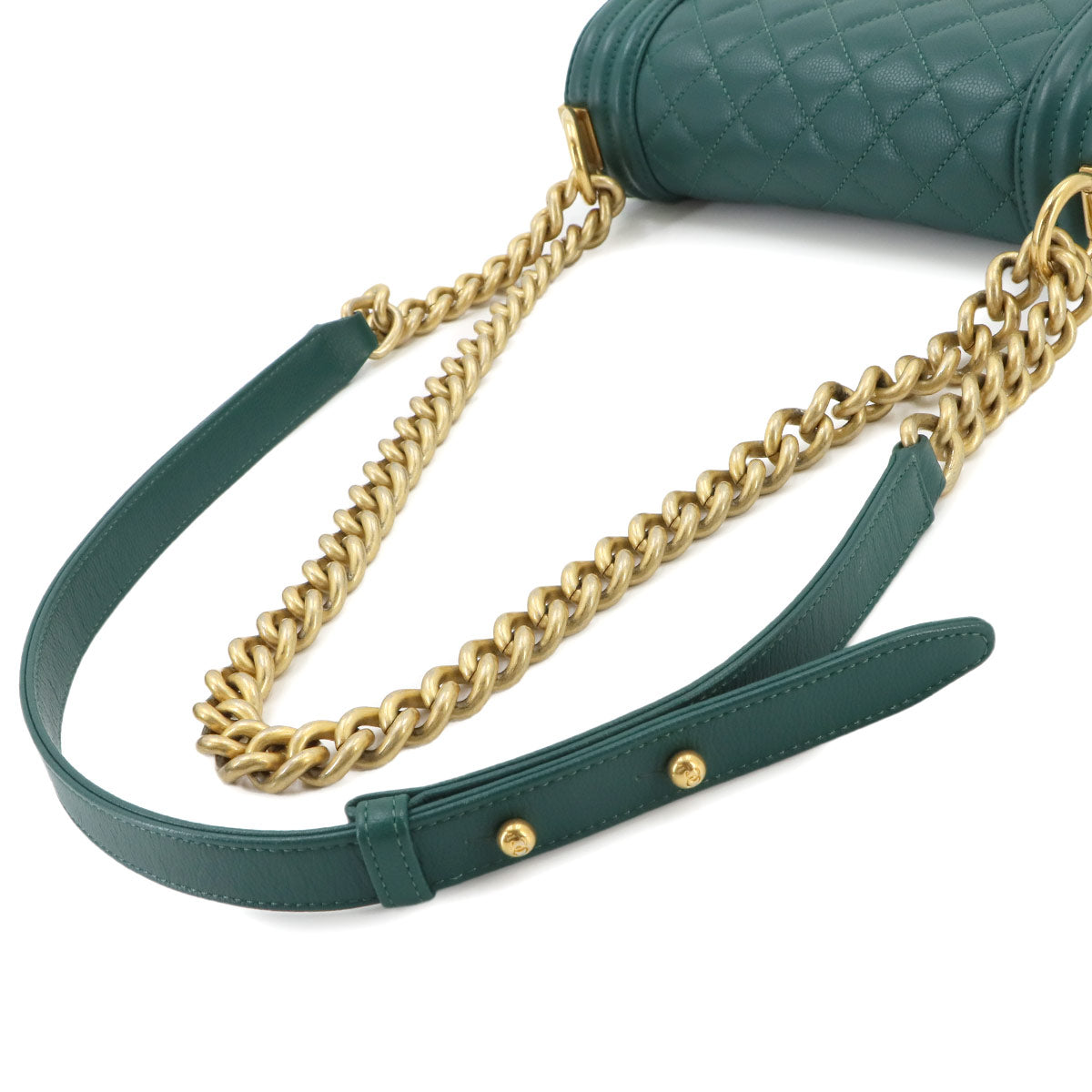 BOY CHANEL Small Chain Shoulder Bag Leather Green A67085