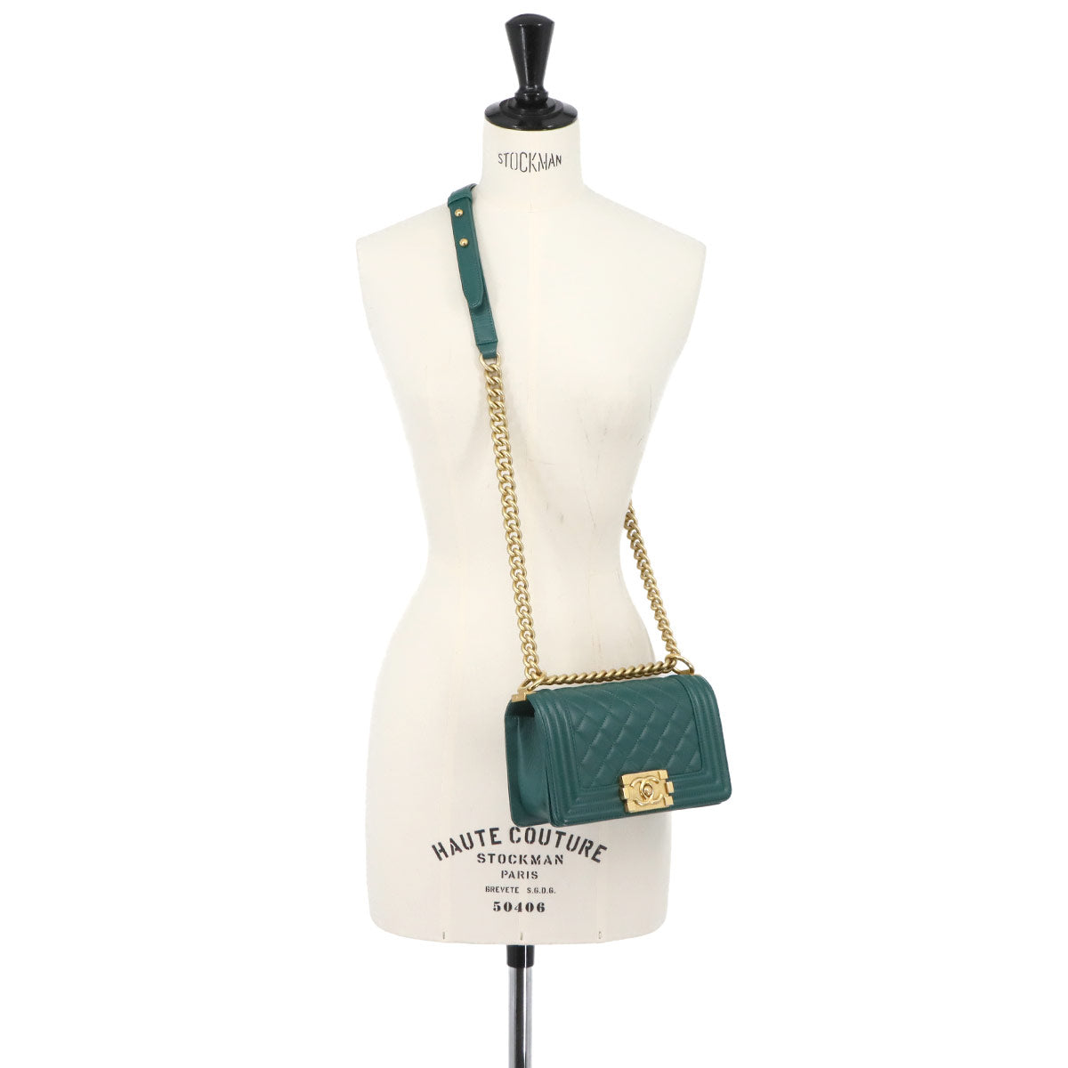 BOY CHANEL Small Chain Shoulder Bag Leather Green A67085