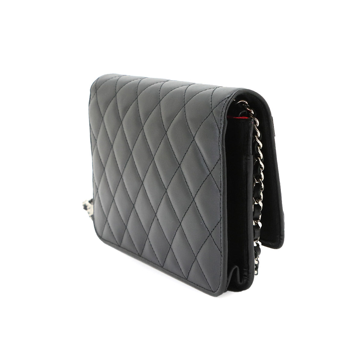 Cambon Line Chain Long Wallet Leather Enamel Black A46646