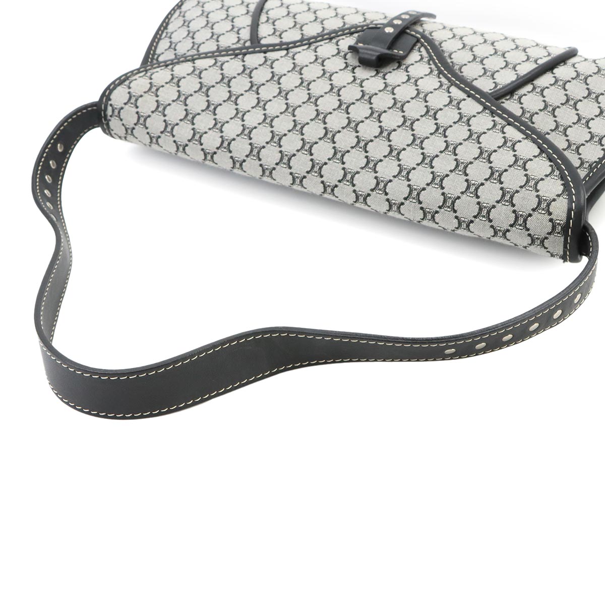 Macadam Shoulder Bag Canvas Leather Gray Black Vintage