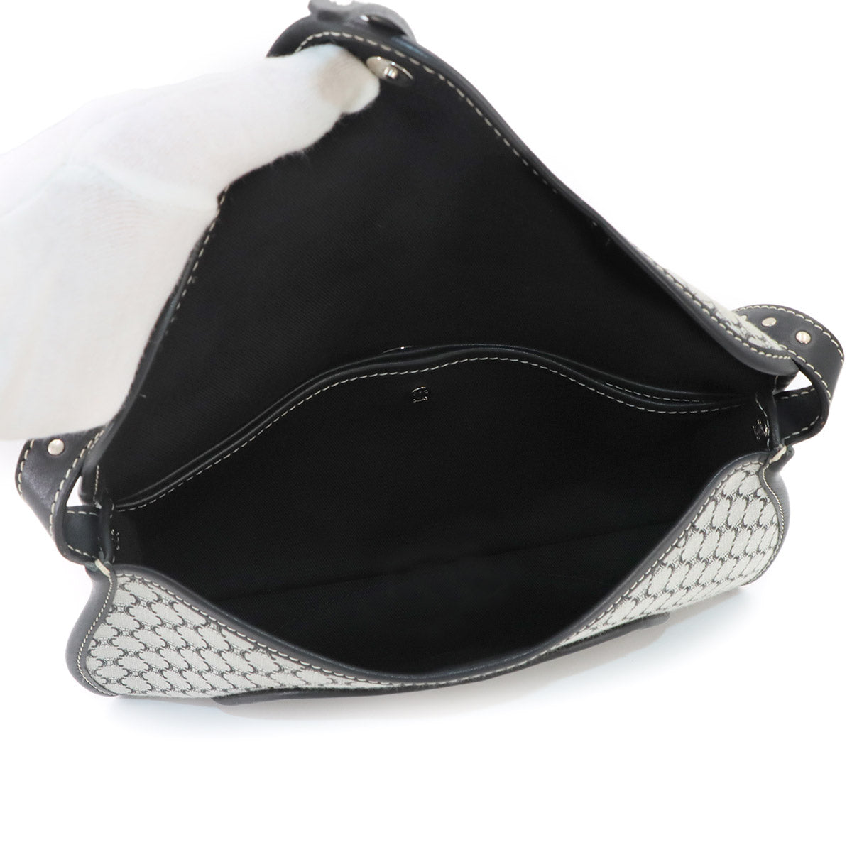 Macadam Shoulder Bag Canvas Leather Gray Black Vintage