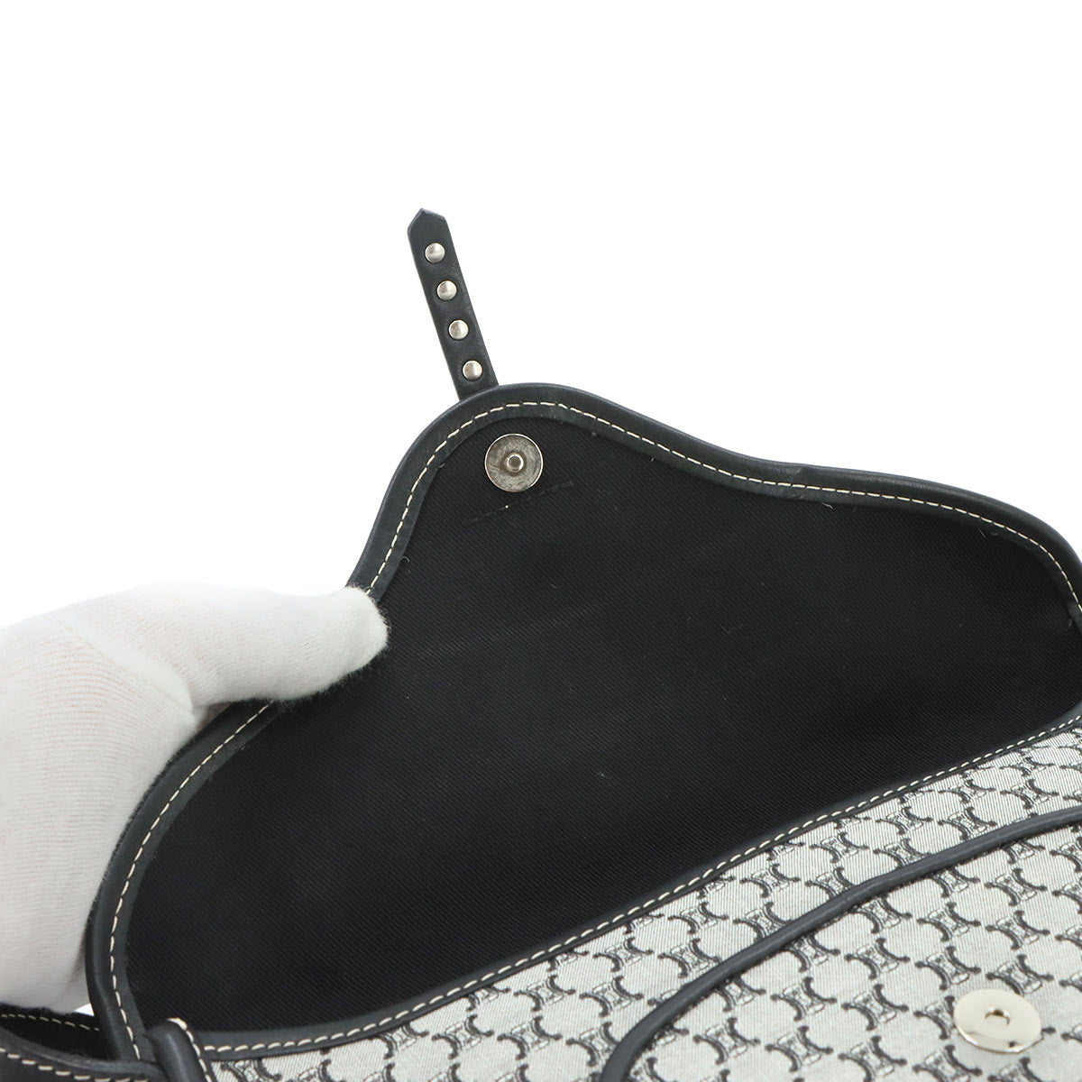 Macadam Shoulder Bag Canvas Leather Gray Black Vintage