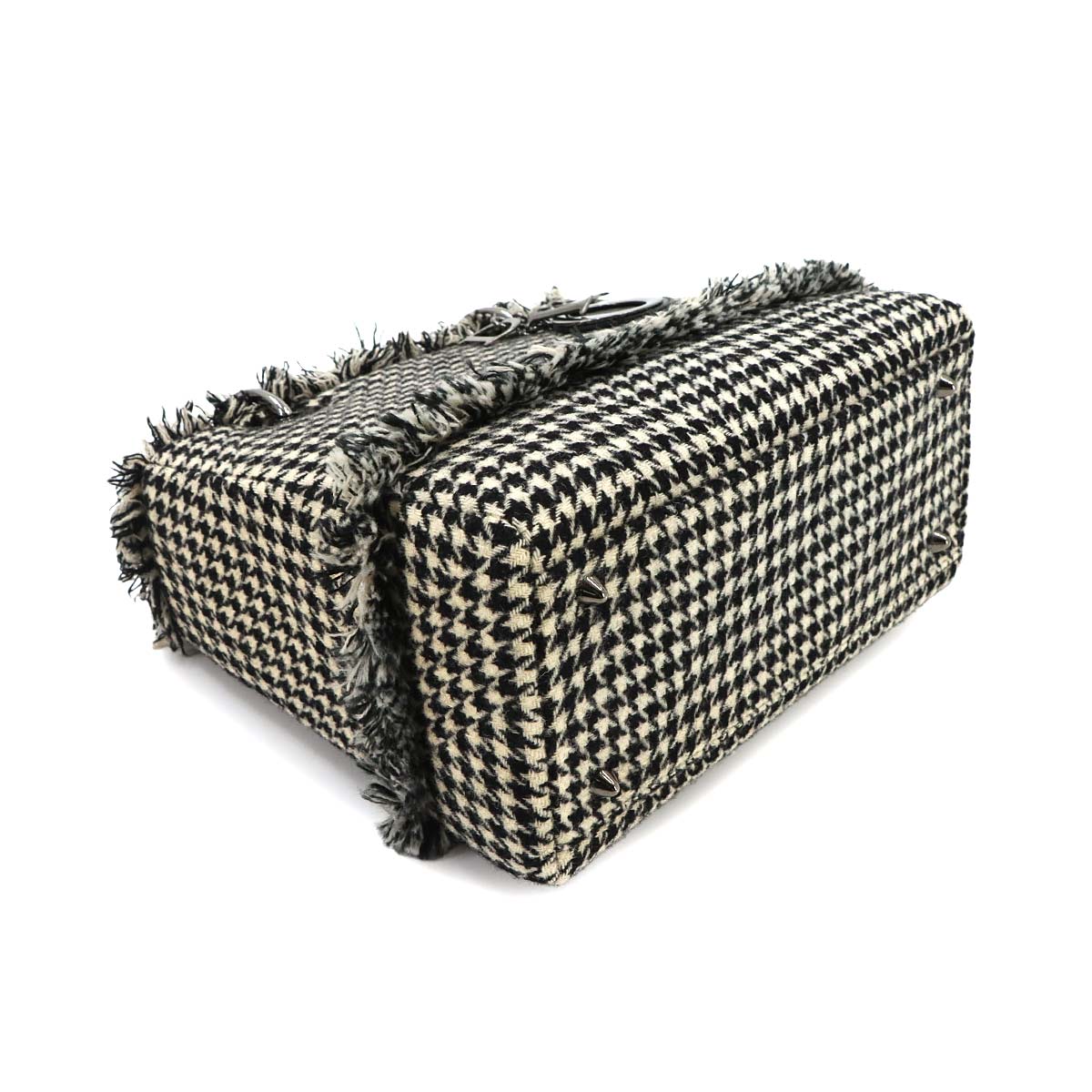 Lady Dior Medium Hand Shoulder Bag Tweed Leather Black
