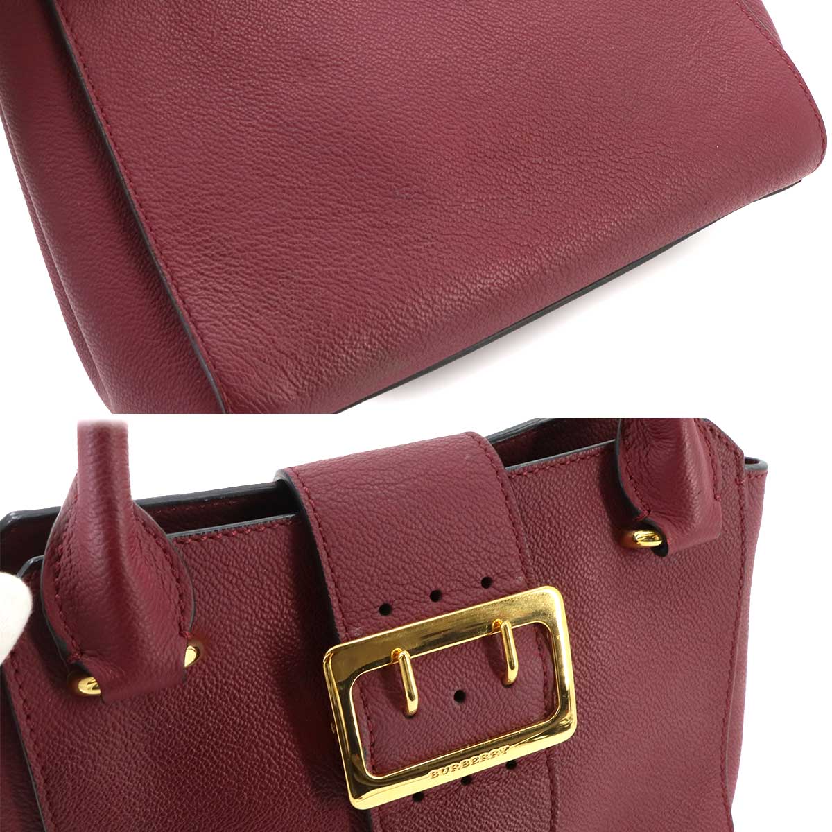Buckle Hand Shoulder Bag Leather Red 4029024 Purse