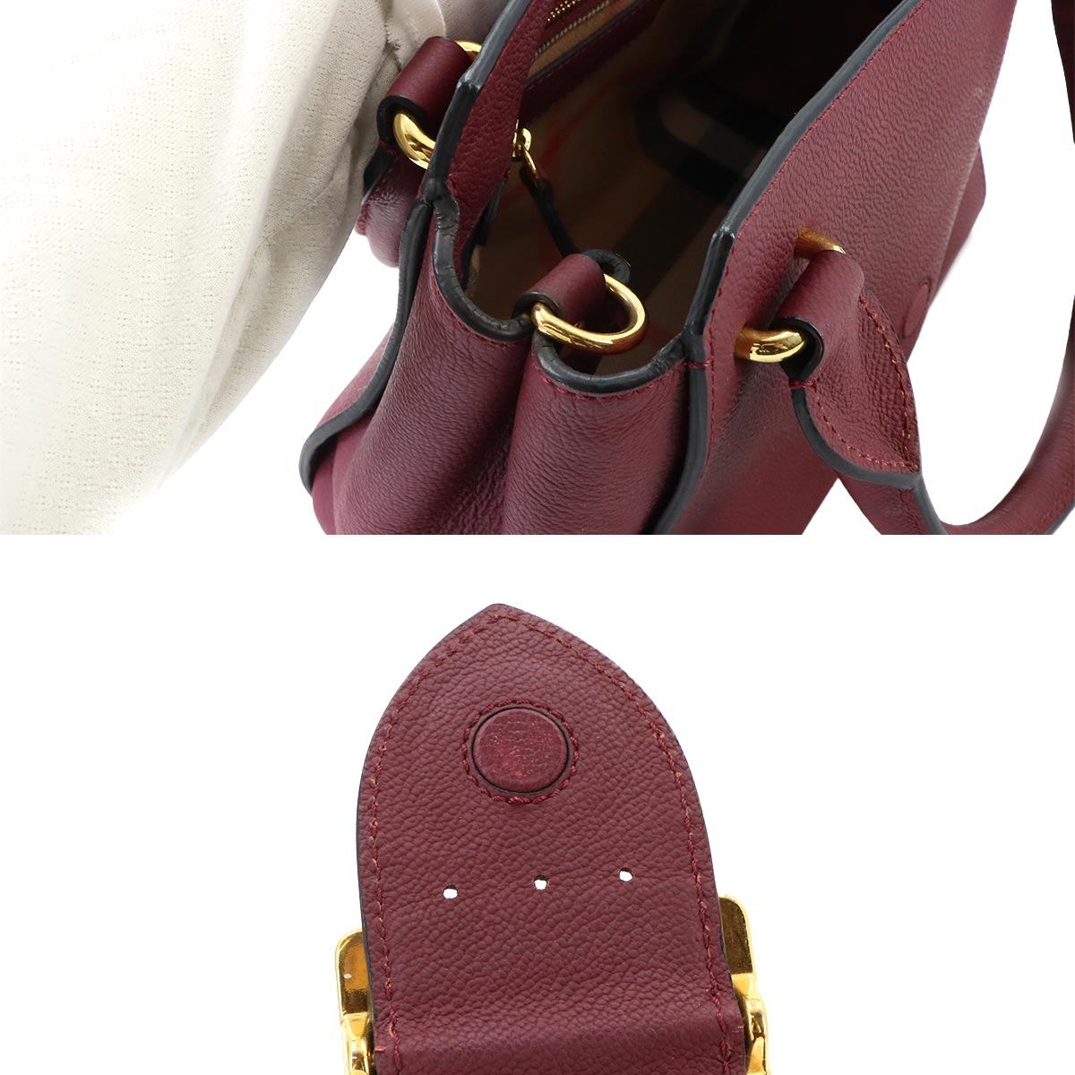 Buckle Hand Shoulder Bag Leather Red 4029024 Purse