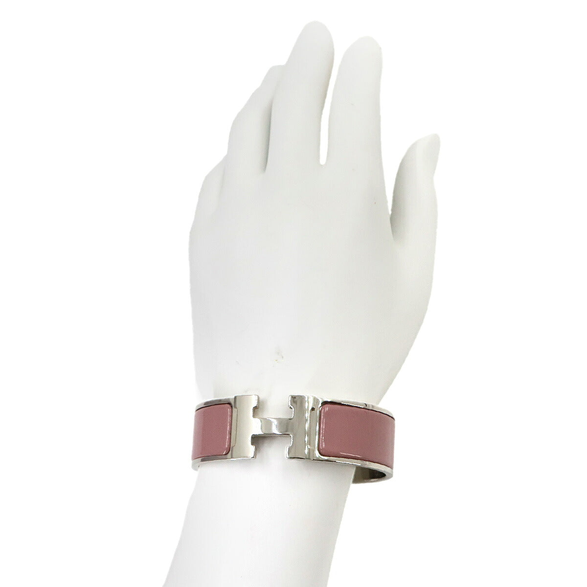 HERMES Clic Clac H GM Bangle Pink Silver Accessory