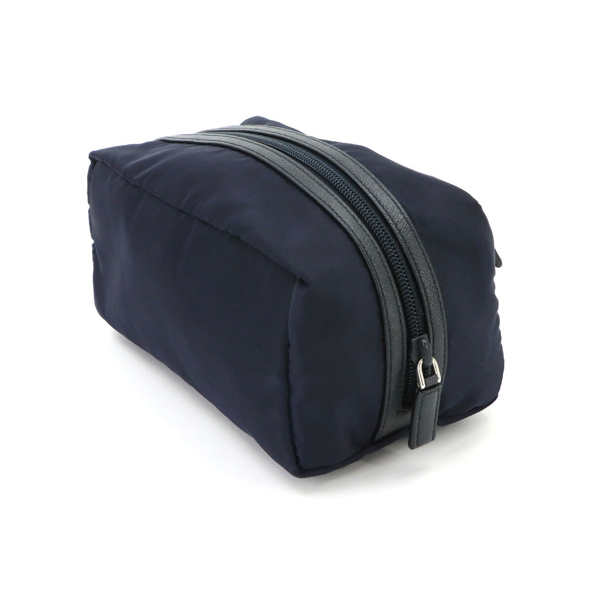Pouch Nylon Saffiano Leather Navy Purse