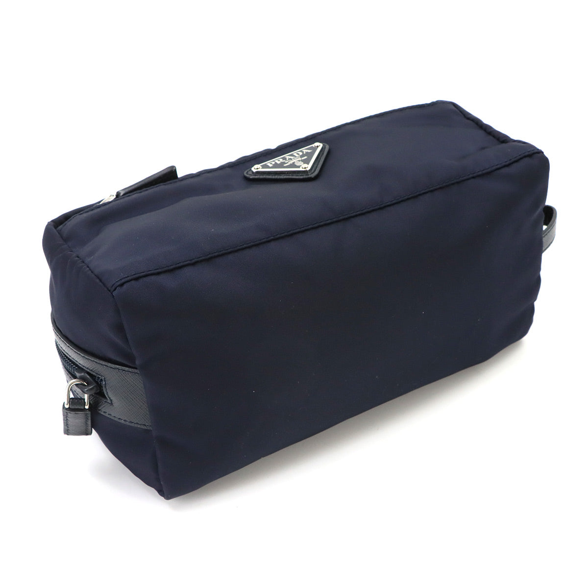 Pouch Nylon Saffiano Leather Navy Purse