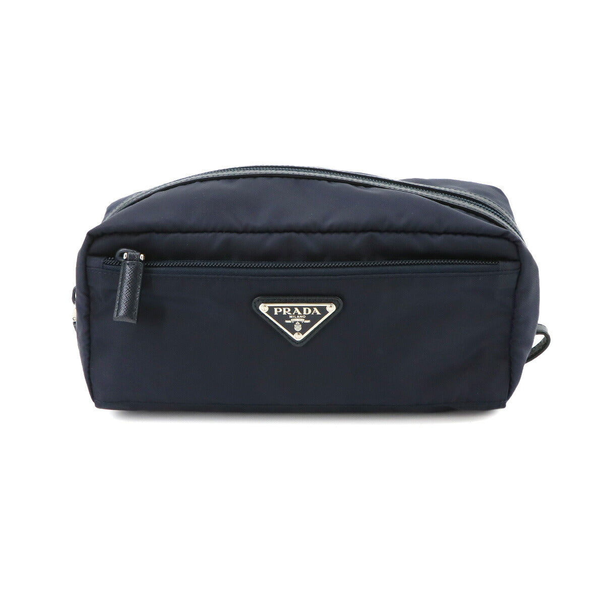 Pouch Nylon Saffiano Leather Navy Purse