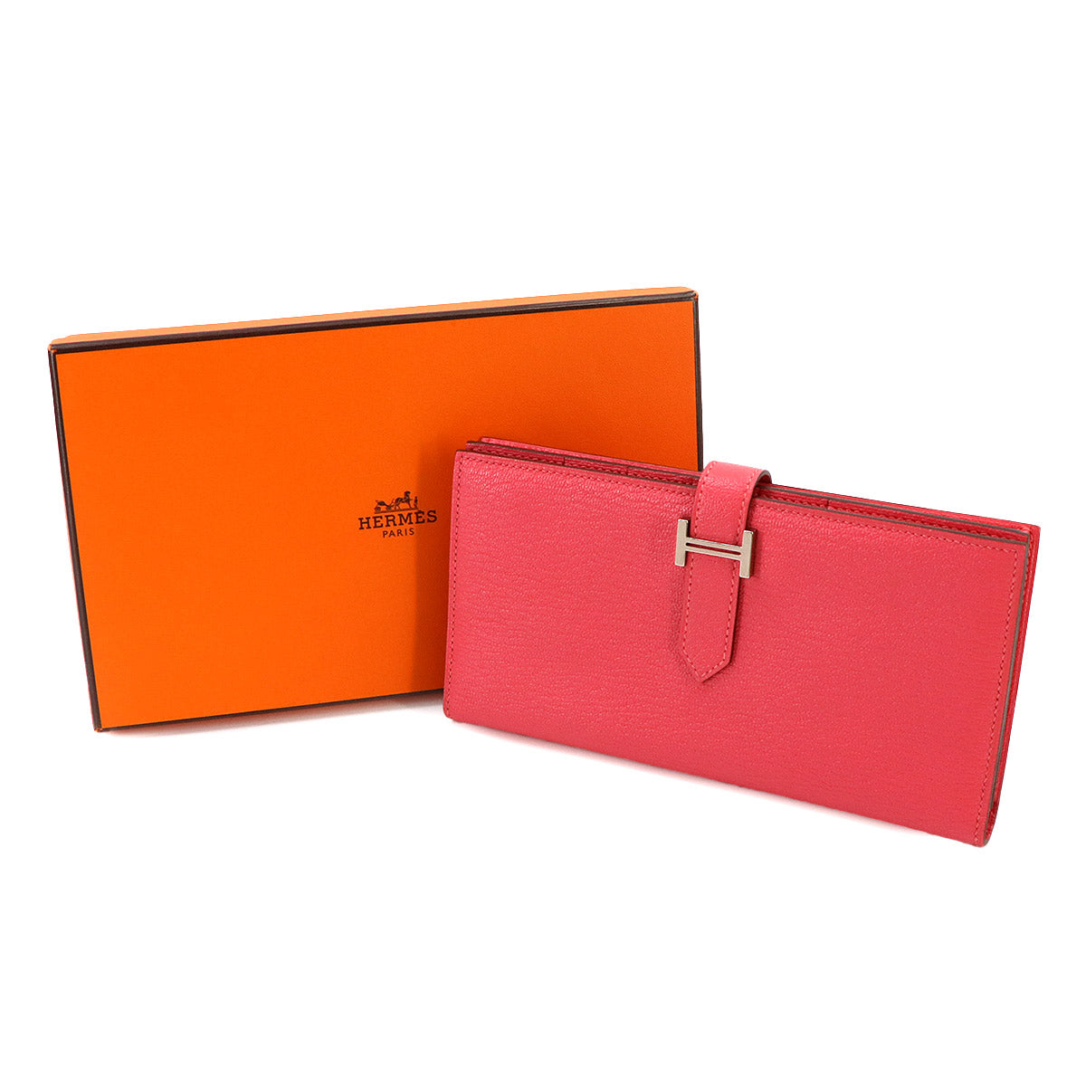Bearn Souffle Long Wallet Chevre Rose Lipstick Purse