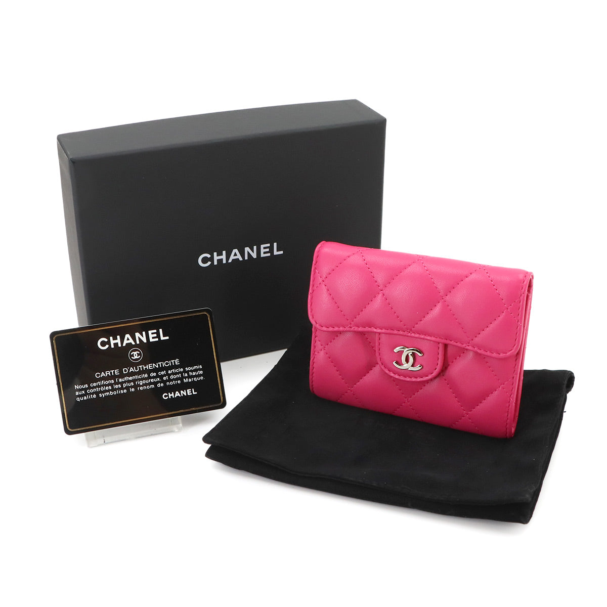 Coin Case Purse Leather Pink Coco Mark
