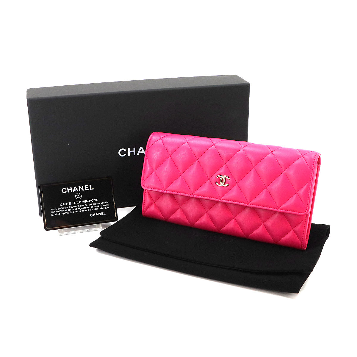 Matelasse Long Wallet Leather Pink A50096 Purse
