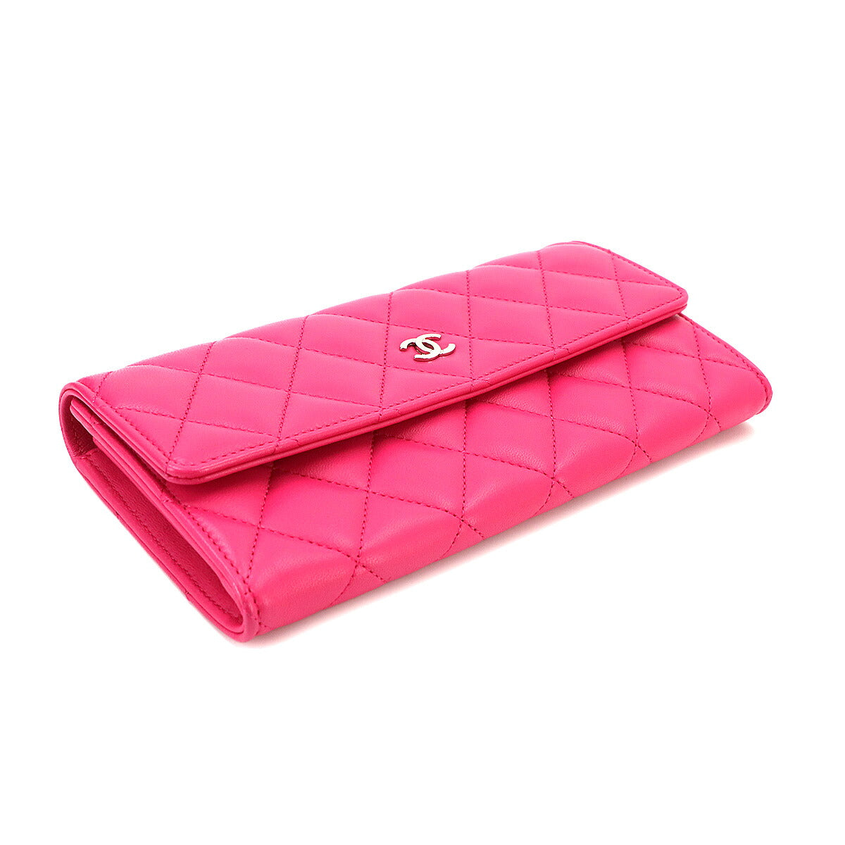 Matelasse Long Wallet Leather Pink A50096 Purse
