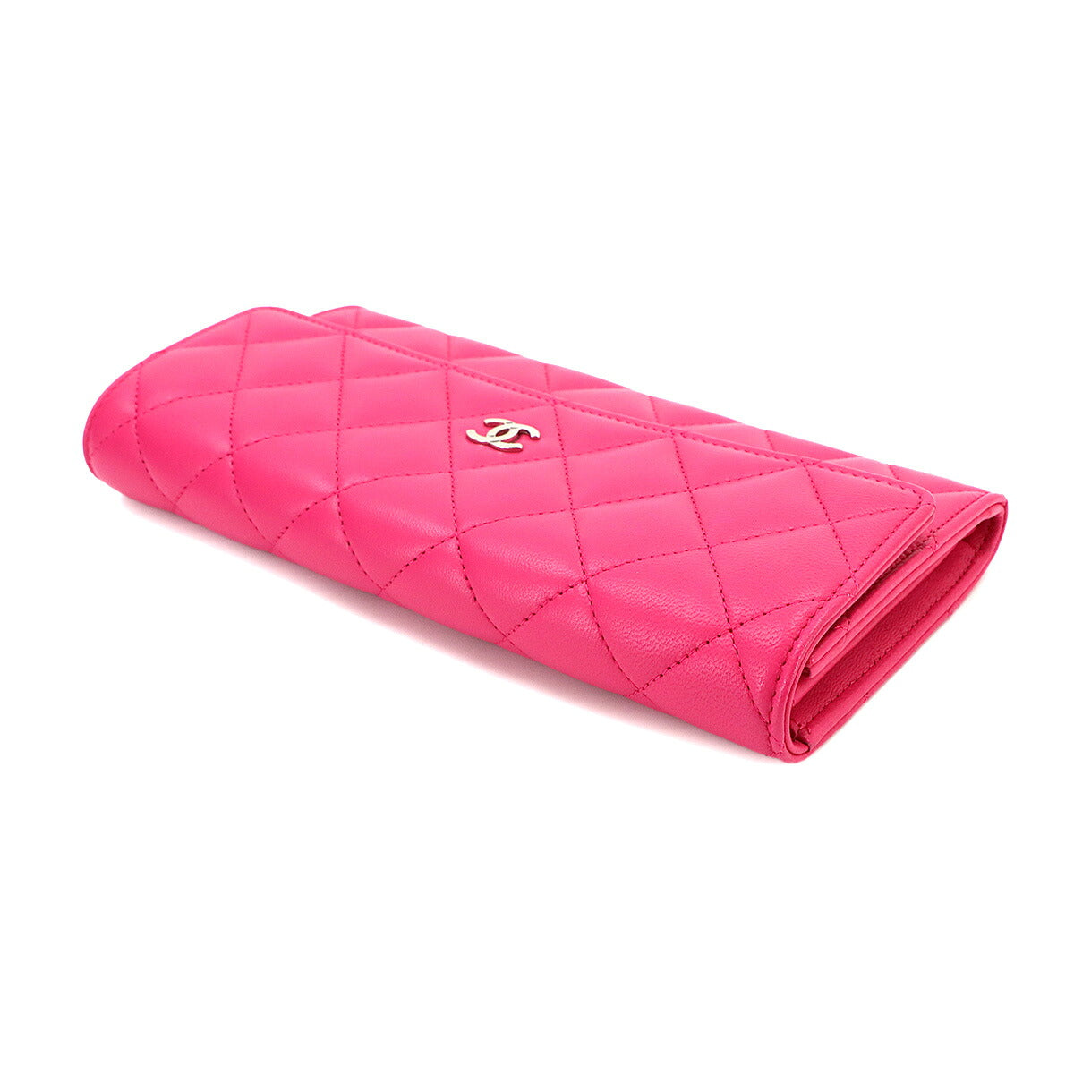 Matelasse Long Wallet Leather Pink A50096 Purse