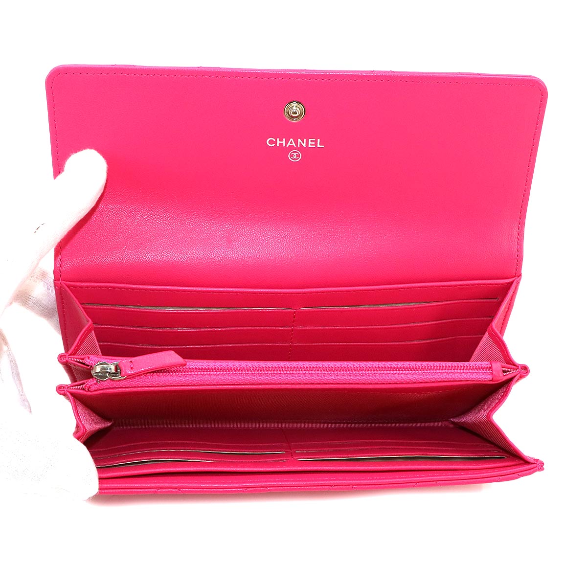 Matelasse Long Wallet Leather Pink A50096 Purse