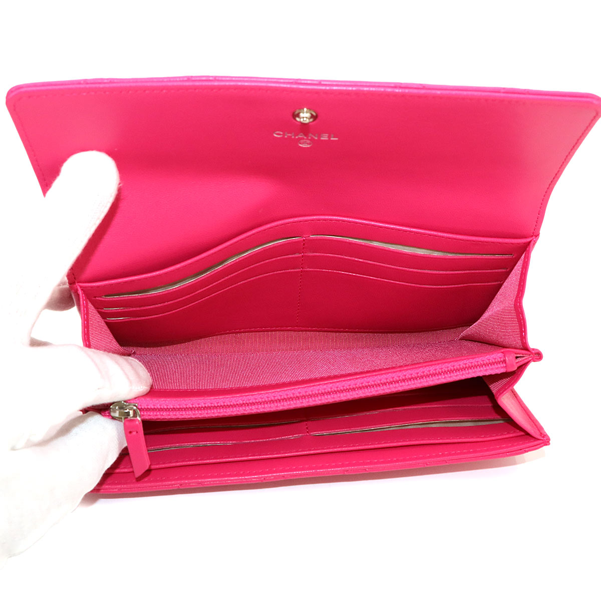 Matelasse Long Wallet Leather Pink A50096 Purse
