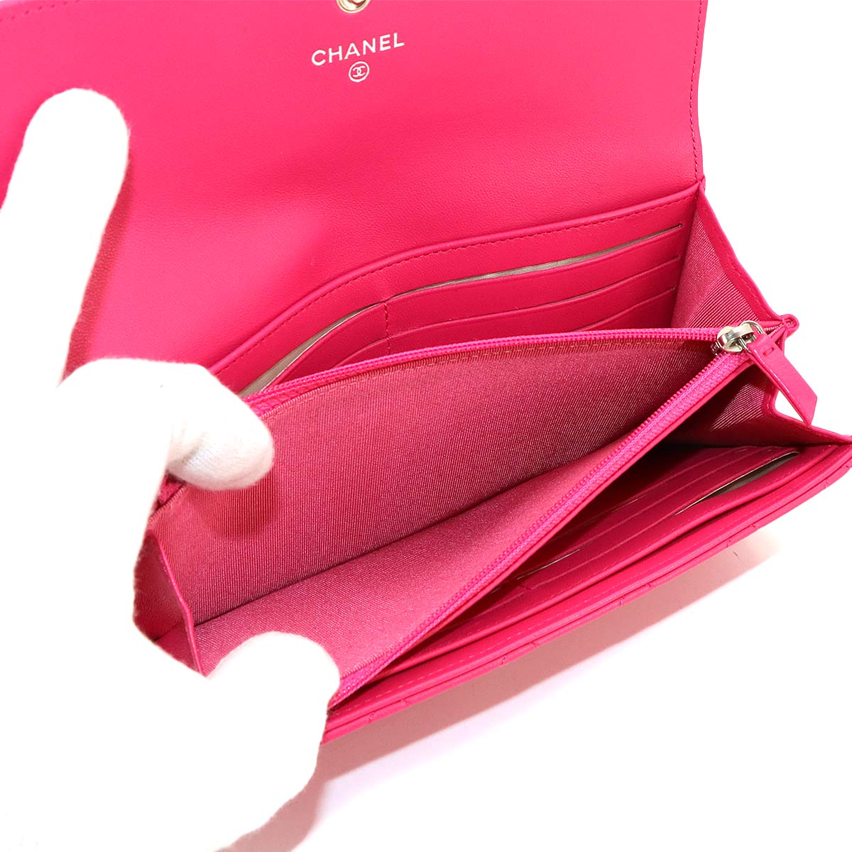 Matelasse Long Wallet Leather Pink A50096 Purse