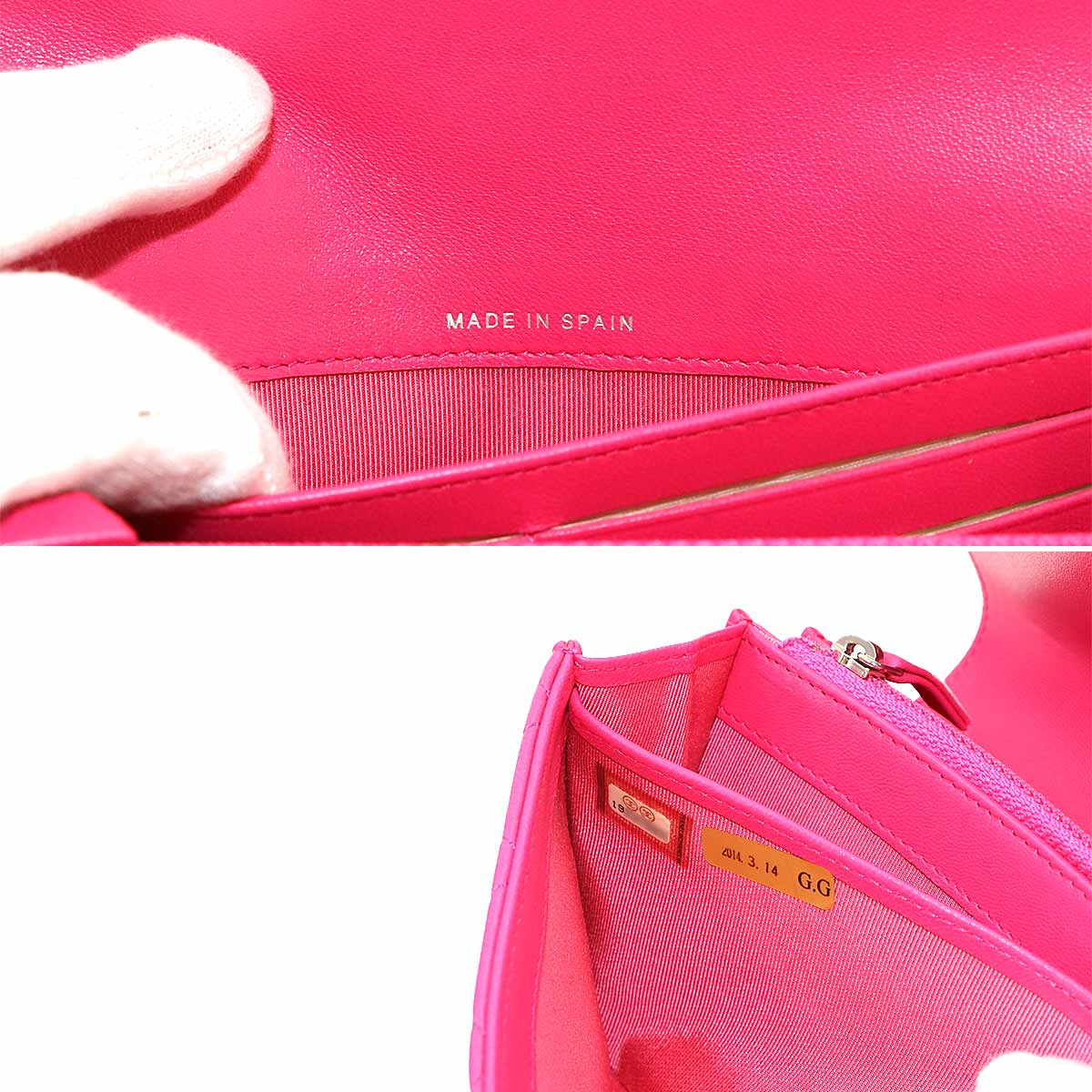 Matelasse Long Wallet Leather Pink A50096 Purse